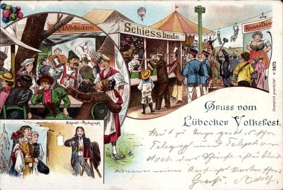 Chromo-Litho Hanseatic City of Lübeck, Lübeck Folk Festival, Shooting Gallery, Quick Photographer