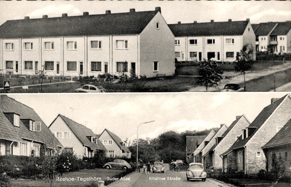 Postcard Tegelhörn Itzehoe in Holstein, settlement, Suder Allee, Kösliner Straße