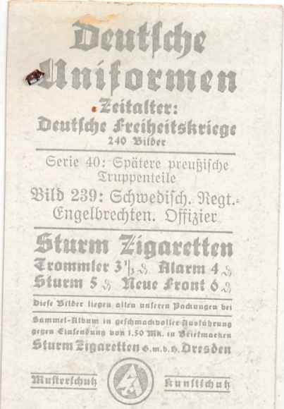 Collection picture German uniforms, German wars of liberation, series 40 picture 239, Swed. Regt. Engelrechten