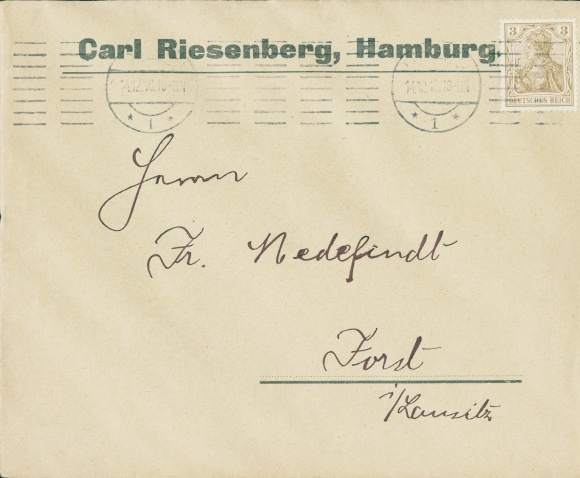 Briefumschlag Carl Riesenberg, Hamburg
