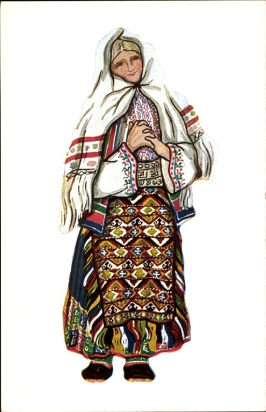 Postcard Knin Croatia, woman in traditional costume