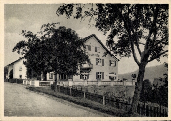 Postcard Pommelsbrunn Middle Franconia, Restaurant Zum Bahnhof, owner Wilhelm Lutz