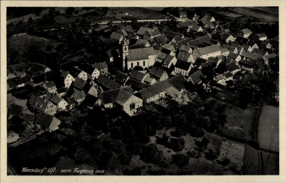 Ak Heßdorf Karsbach Unterfranken, Fliegeraufnahme