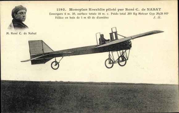 Postcard Monplan Koechlin under the direction of Rene C. Nabat