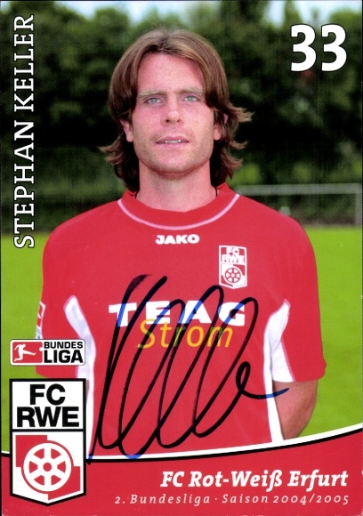 Autograph card footballer Stephan Keller, FC Rot-Weiß Erfurt, autograph
