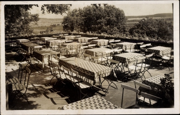 Ak Falkenberg in der Mark, Berggaststätte Carlsburg, Terrasse