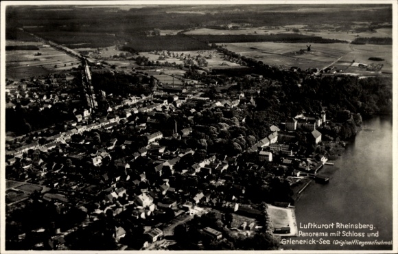 Postcard Rheinsberg in der Mark, castle, panorama, aerial photography