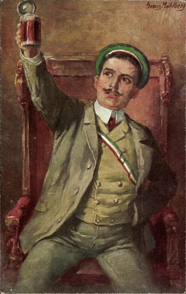 Studentika artist Postcard Mühlberg, Georg, A toast, student with beer mug