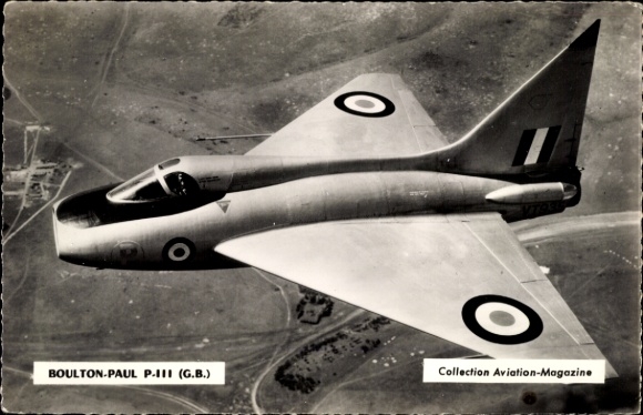 Postcard Boulton Paul P.111, British experimental aircraft