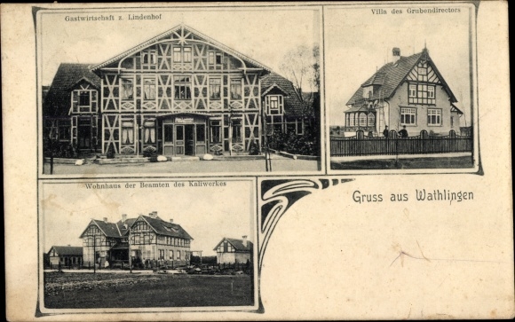 Postcard Wathlingen Lower Saxony, inn z. Lindenhof, the mine director&#39;s villa, officials&#39; residence