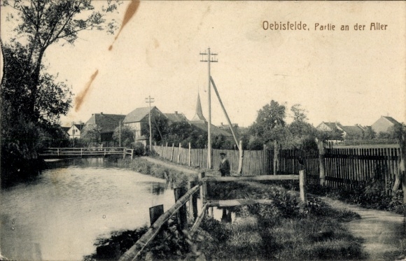 KP Oebisfelde, Partie an der Aller, most, drzewo, ścieżka