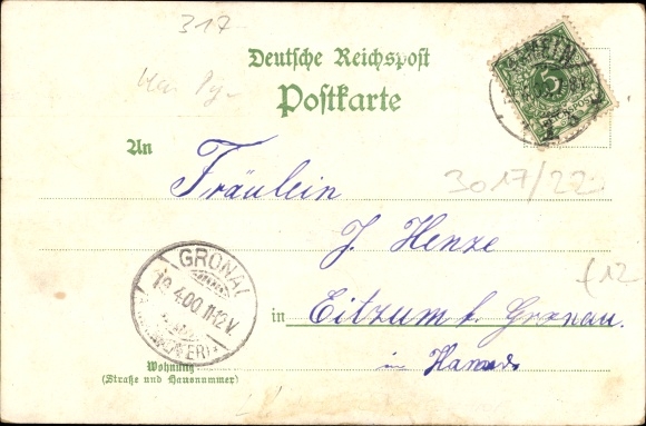 litho Hamelen in Nedersaksen, Hotel Kaiserhof, Rattenvanger, uitzicht op de stad