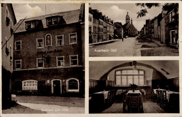 Ak Auerbach Oberpfalz, Gasthaus zum Adler, Straßenansicht, Inh. Georg Specht