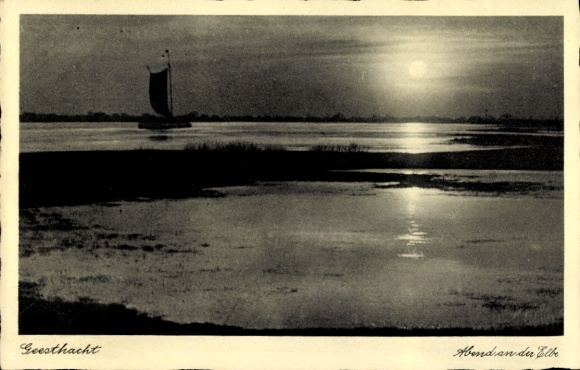 Postcard Geesthacht on the Elbe, evening on the Elbe