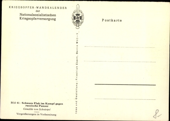 Artist Postcard Schnürpel, German Wehrmacht, heavy anti-aircraft guns against Russian tanks, Eastern Front, WWII
