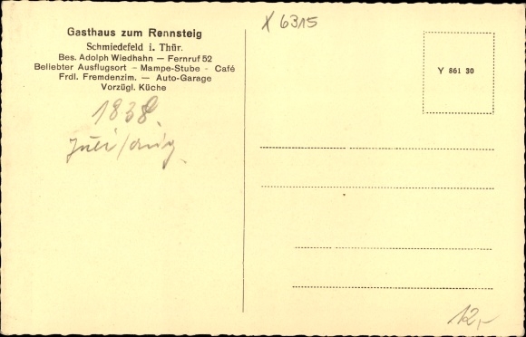 Postcard Schmiedefeld am Rennsteig Suhl, Inn zum Rennsteig