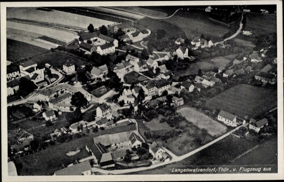Ak Langenwetzendorf in Thüringen, Fliegeraufnahme