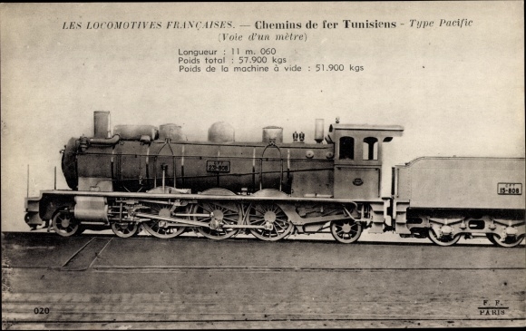 Postcard Les Locomotives Francaises, Machine 231-808, Tunisian Railways, Französische Eisenbahn