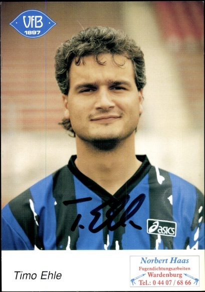 Autograph card footballer Timo Ehle, VfB Oldenburg, autograph