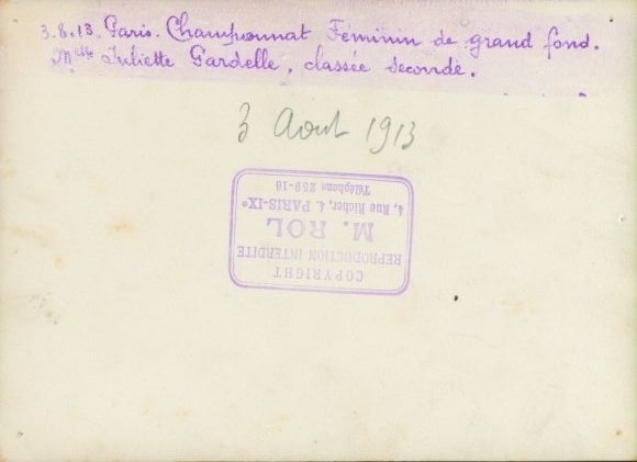 Photo Paris, Championnat Feminin de grand fond, Juliette Gardelle, 1913