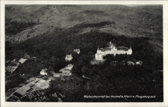 Postcard Hohenhonnef Bad Honnef am Rhein, Heilstätte Rheinland, aerial view of Hohenhonnef, surrounded by