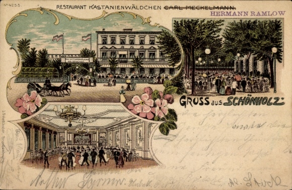 Litho Berlin Pankow Niederschönhausen Schönholz, Restaurant Kastanienwäldchen, Tanzsaal