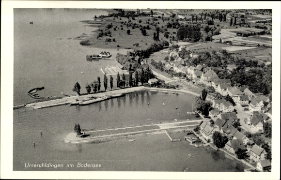 Postcard Unteruhldingen Uhldingen Mühlhofen am Bodensee, aerial photograph