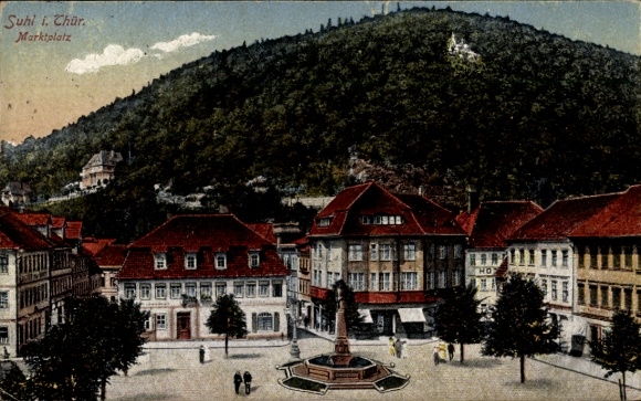 Postcard Suhl in Thuringia, view of the market square