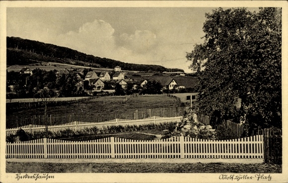 Postcard Heckershausen Ahnatal in Hessen, Adolf Hitler Platz