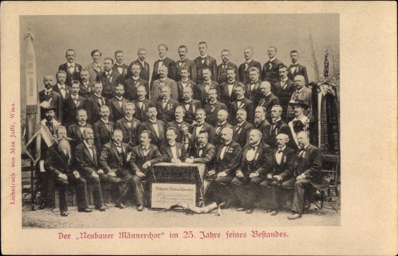 Postcard Wien 7. Neubau Austria, Neubauer male choir, 25 years of existence, group portrait