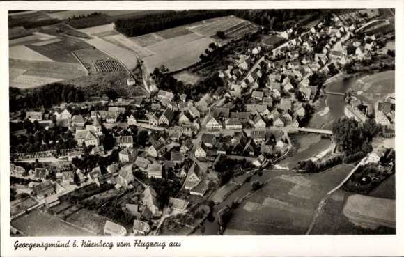 Postcard Georgensgmünd in Middle Franconia, aerial photograph