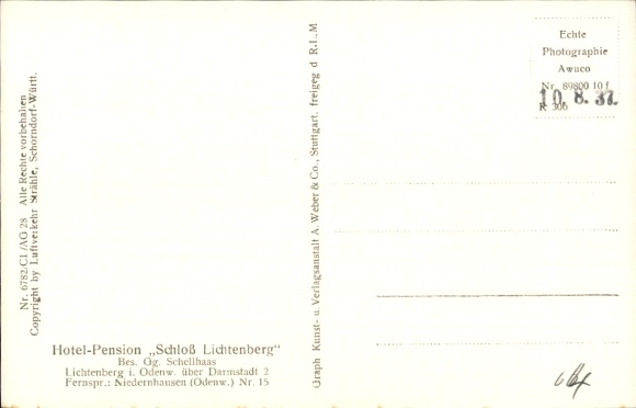 Postcard Lichtenberg Fischbachtal in the Odenwald, aerial photograph, castle
