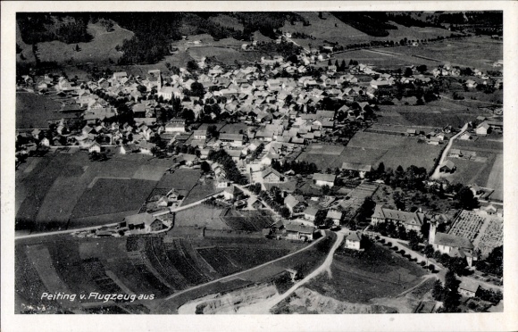 Postcard Peiting in Upper Bavaria, aerial photograph