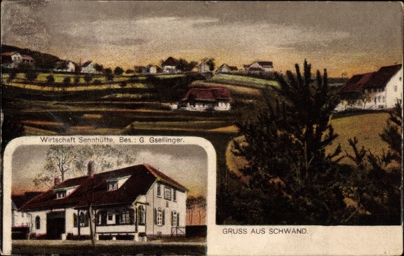 Ak Schwand Kleines Wiesental BW, Ortschaft, Wirtschaft Sennhütte, Bes. G. Gsellinger