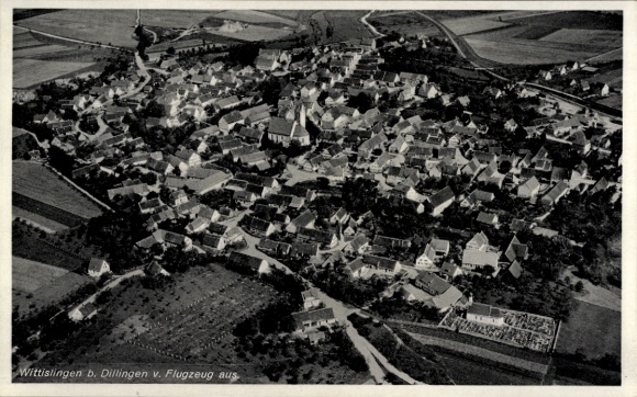 Postcard Zöschlingsweiler Wittislingen in Schwaben, aerial photograph