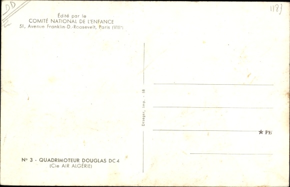 Postcard Four-engine Douglas DC 4, Cie Air Algérie, Passagierflugzeug, Landung