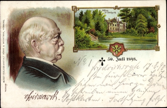 litho Friedrichsruh Aumühle in Lauenburg, kasteel, Otto von Bismarck