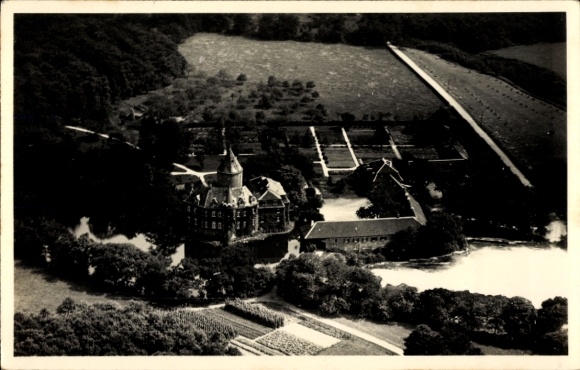 Postcard Breitscheid Ratingen, Castle Linnep, aerial photo