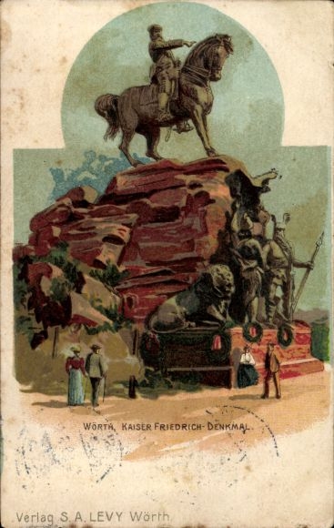 Chromo-Litho Wœrth Wörth on the Sauer Alsace Bas Rhin, Kaiser Friedrich monument