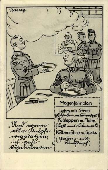 Artist PC Barlog, German Wehrmacht, stomach timetable, clay with straw