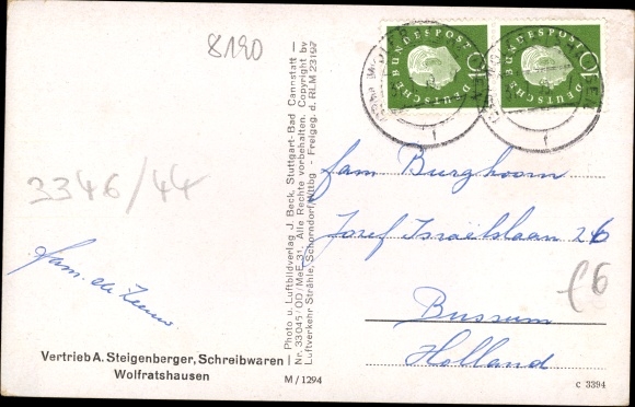 Postcard Wolfratshausen in Upper Bavaria, aerial photo
