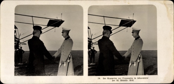 Stereo photo Berlin Treptow Johannisthal, Flugwoche, Crown Prince Wilhelm of Prussia