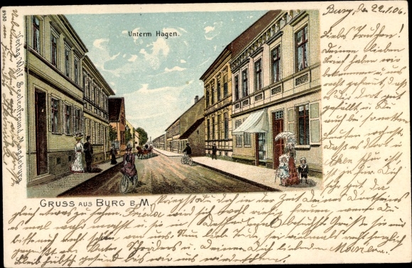 Chromo-Litho Burg near Magdeburg, Unterm Hagen