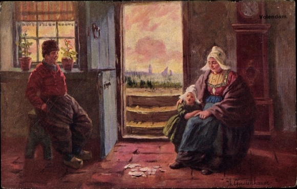 Artist PC Gerstenhauer, Johann Georg, Volendam, couple in Dutch costume