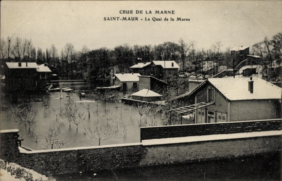 CPA Saint-Maur Val de Marne, Quai de la Marne, Crue de la Marne