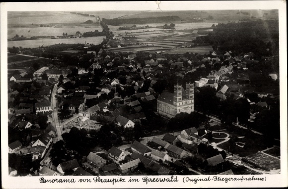 PC Straupitz in the Spreewald, view of the place, aerial photo