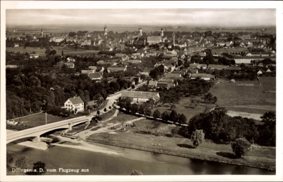 Postcard Dillingen an der Donau, aerial photograph of the town