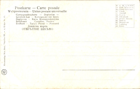 Artist Postcard Composer Carl Maria von Weber, portrait