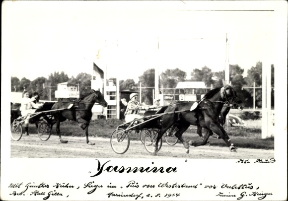 foto Ak Berlin Tempelhof Mariendorf, drafbaan, paard Yasmina