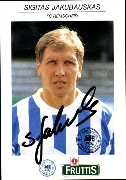 Autograph card footballer Sigitas Jakubauskas, FC Remscheid, autograph